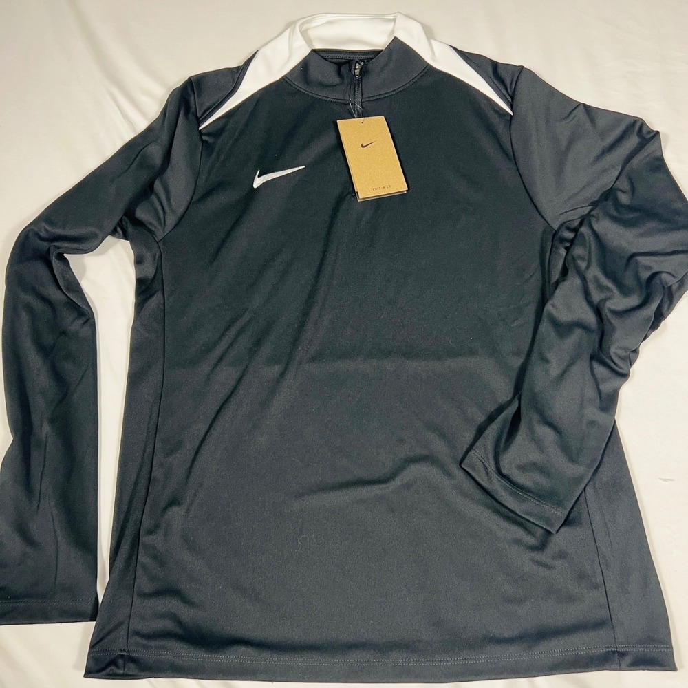 Nike Womens Dri-FIT Soccer Training Quarter Zip Top Black White FD7669-010 M - Picture 2 of 7